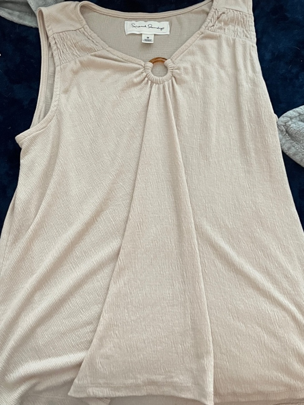 4/$20 Sleeveless Cream Ring-Detail Women's Top